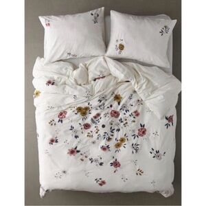 Urban Outfitters Blossom Embroidered Cotton Duvet Cover Full Queen